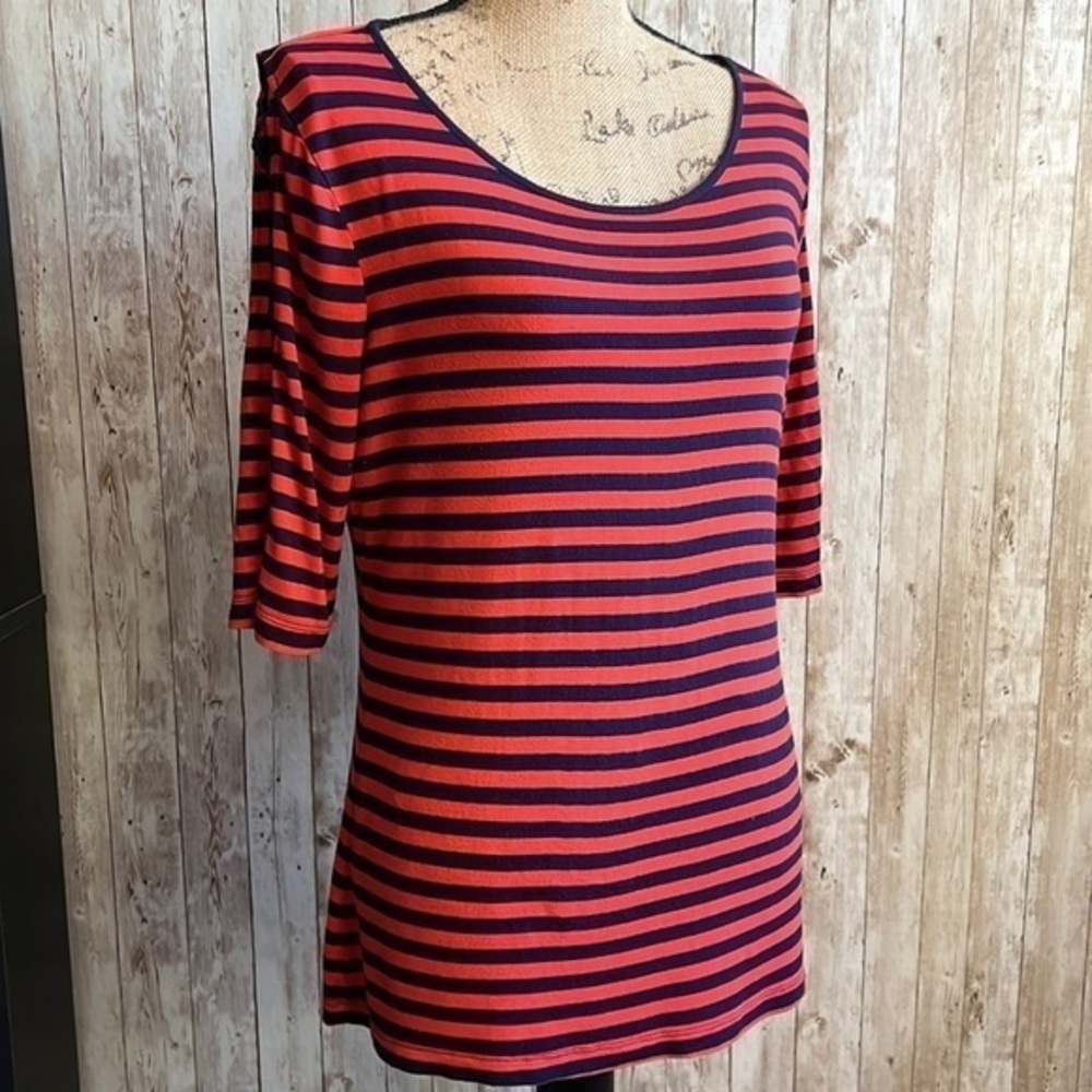 Spense Red & Blue Striped 3/4 Sleeve Shirt